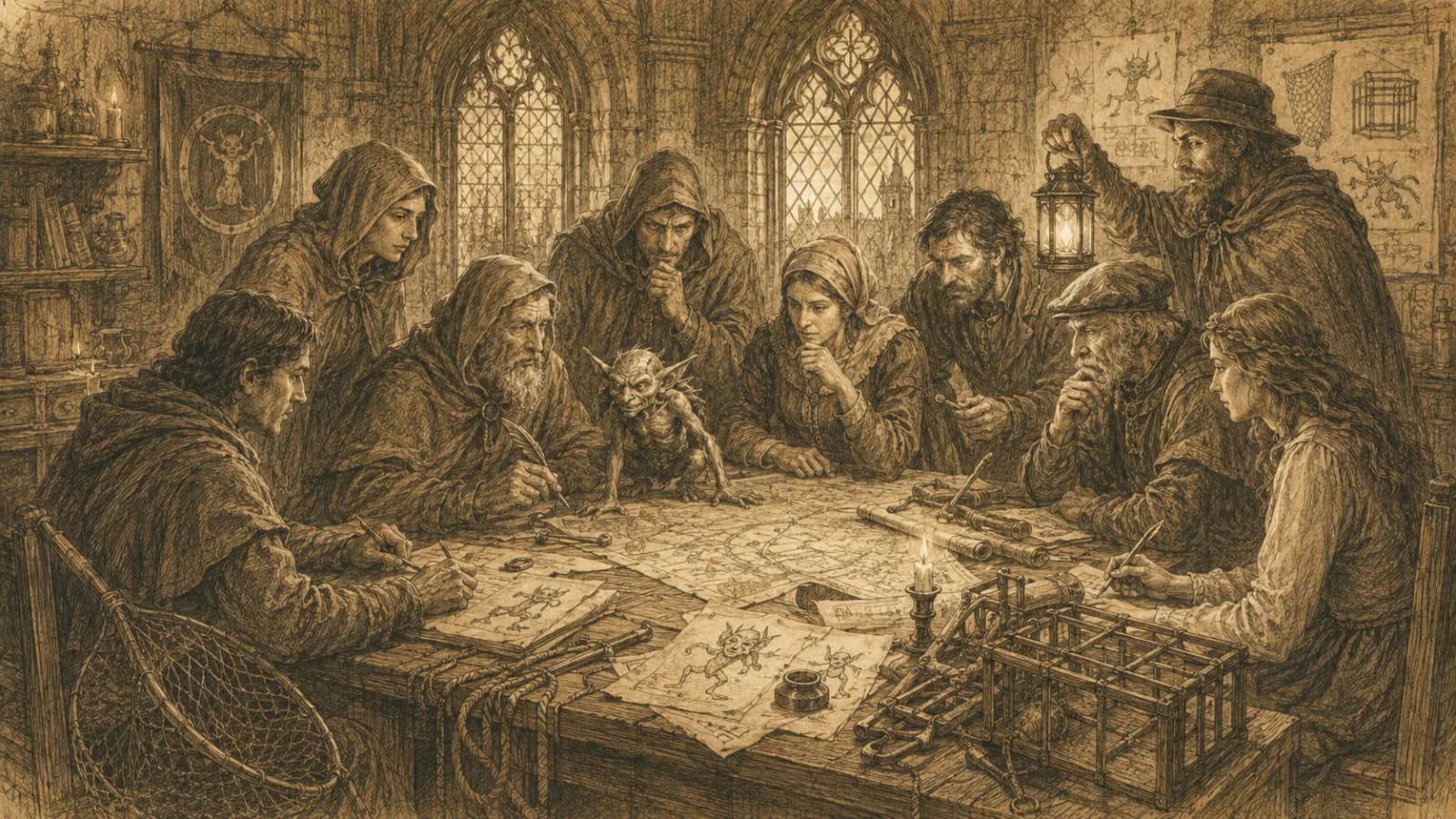 The founding members of The Ancient Order of Fabled Imp Catchers